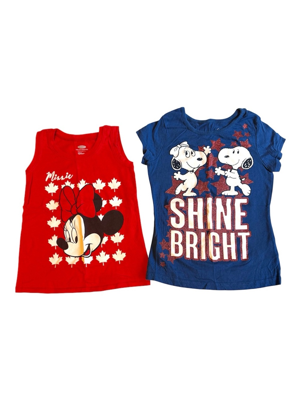 Disney Red Minnie Tank Top and Blue Snoopy 'Shine Bright' Tee - Girls